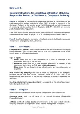 EU Cosmetic Product Serious Undesirable Effect Notification