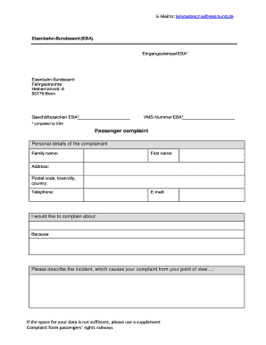 Beschwerdeformular Fahrgastrechte