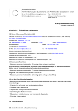 Auftragsbekanntmachung für Silberlieferung