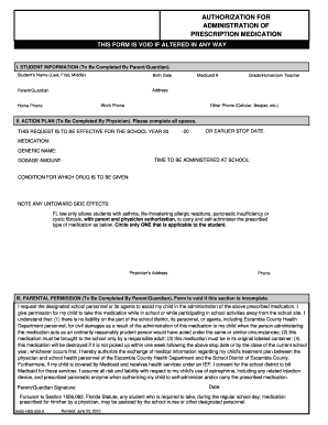 Florida Prescription Medication Authorization Form