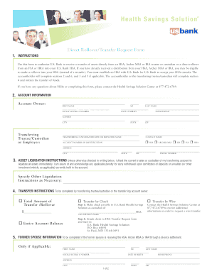 HSA Direct Rollover/Transfer Request Form