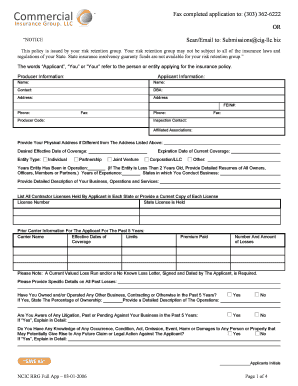 NCIC RRG Full Application for Insurance