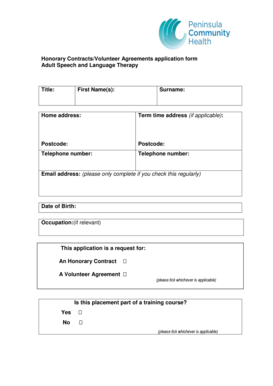 Honorary Contract/Volunteer Agreement Application Form