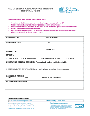 Adult Speech and Language Therapy Referral Form