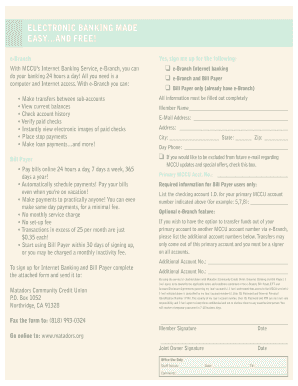 MCCU Internet Banking and Bill Payer Enrollment Form