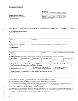 Antrag auf Ermäßigung der Niederschlagswassergebühr für Dachbegrünungen