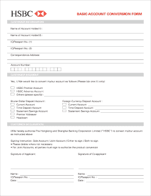 HSBC Account Conversion Form