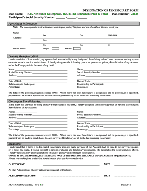 Designation of Beneficiary Form