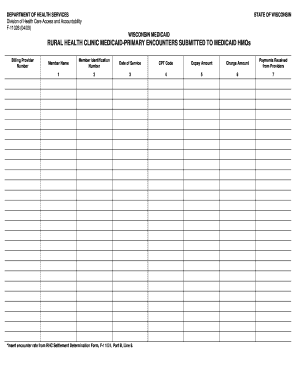Wisconsin Medicaid Rural Health Clinic Form