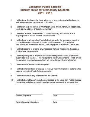 Lexington Elementary Internet Rules Agreement