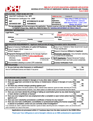 Georgia Out-of-State EMT Licensure Application