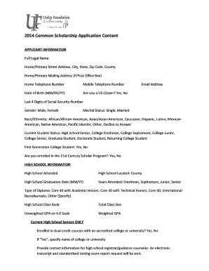 2014 Common Scholarship Application