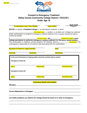Consent to Emergency Treatment and FERPA Release Form