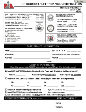 CE Request Attendance Verification Form