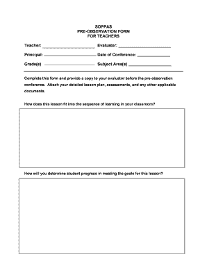 Teacher Pre-Observation Form