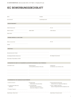 IEC Bewerbungsdeckblatt