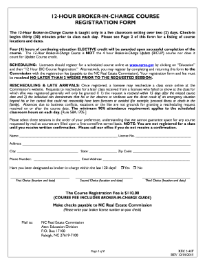 12-Hour Broker-in-Charge Course Registration Form