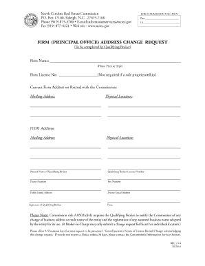 North Carolina Firm Address Change Request