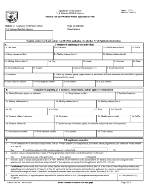 Federal Fish and Wildlife Permit Application