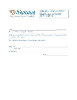 Neptune Township Inspection Checklist