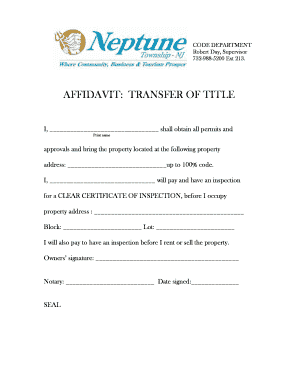 Affidavit Transfer of Title