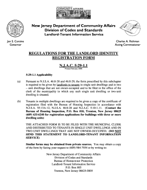New Jersey Landlord Identity Registration Form