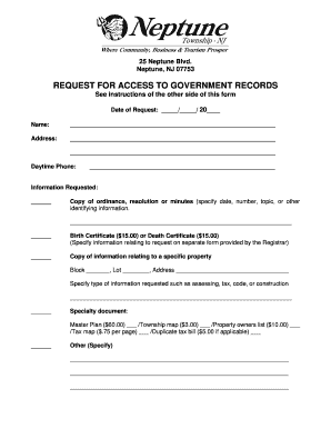 New Jersey Government Records Access Request Form
