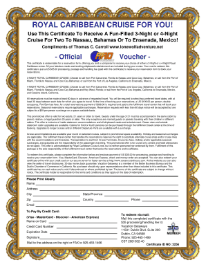 Royal Caribbean Cruise Voucher