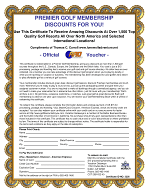 Premier Golf Membership Voucher