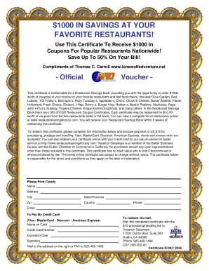 Restaurant Savings Voucher