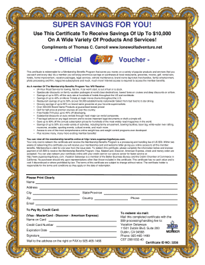 Membership Benefits Program Voucher