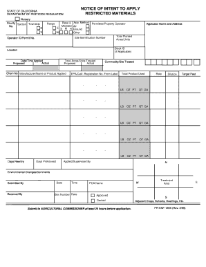 California Notice of Intent to Apply Pesticides
