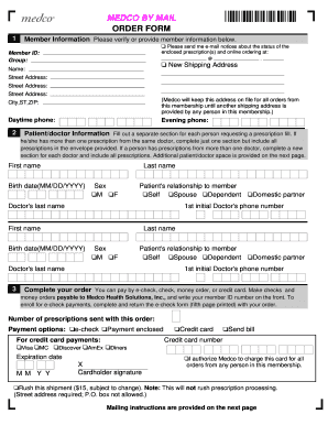 Medco Mail Order Form