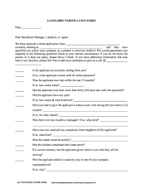 Landlord Verification Form
