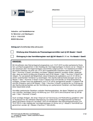 Antrag auf Erteilung einer Erlaubnis als Finanzanlagenvermittler