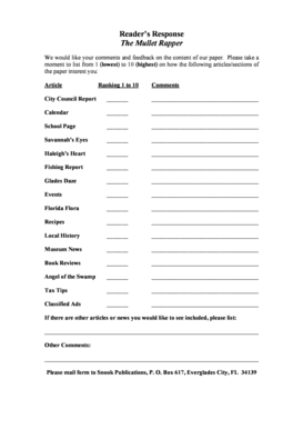 Reader Feedback Form