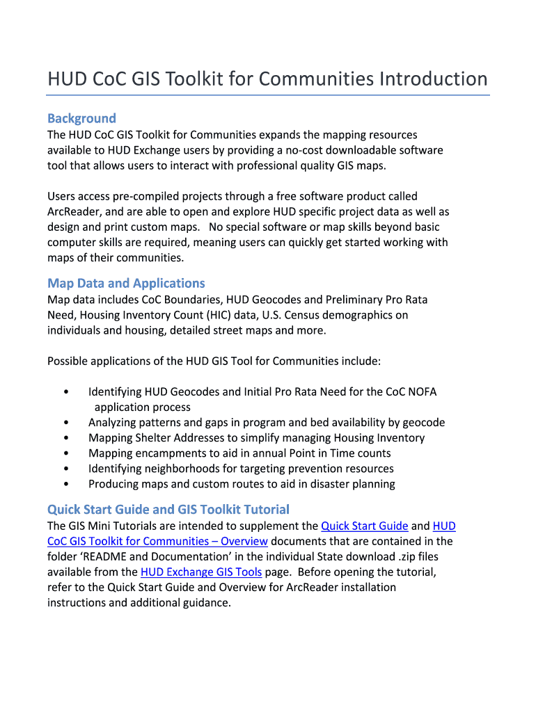 Fillable Online Introduction to the HUD GIS Tool for Communities HUD