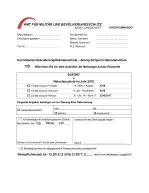 Antrag Zeitpunkt Rekrutenschule