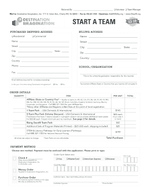 Destination Imagination Team Registration Form