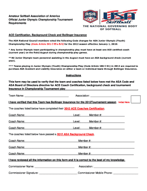 ASA Junior Olympic Championship Requirements Form