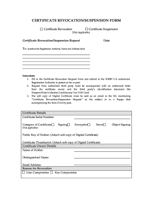Certificate Revocation/Suspension Form