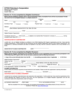 CITGO Matching Gift Program Form