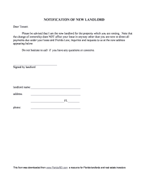 Notification of New Landlord