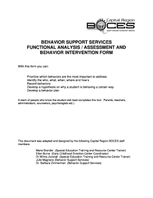 Behavior Support Services Functional Analysis Form