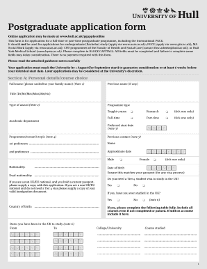 Postgraduate Application Form