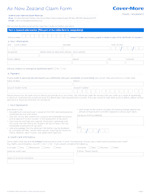 Air New Zealand Travel Insurance Claim Form