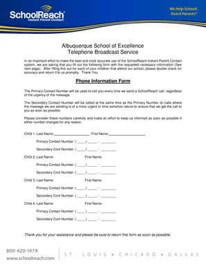 School Contact Information Form