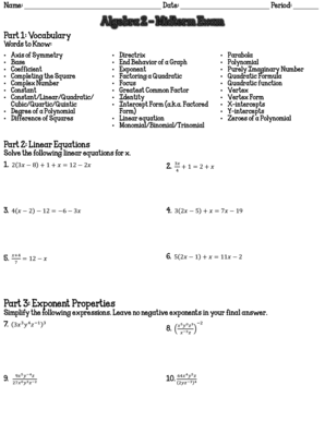 Algebra Homework Assignment