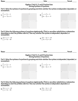 Algebra 1 Unit 4 Practice Quiz