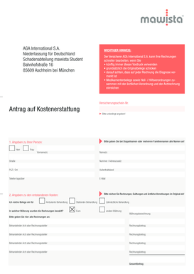AGA International S.A. Antrag auf Kostenerstattung